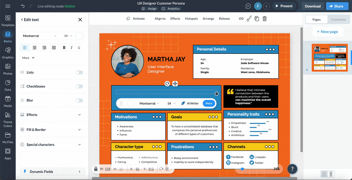 a GIF of Visme AI writer