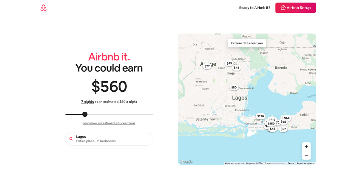 a screenshot of Airbnb's landing page