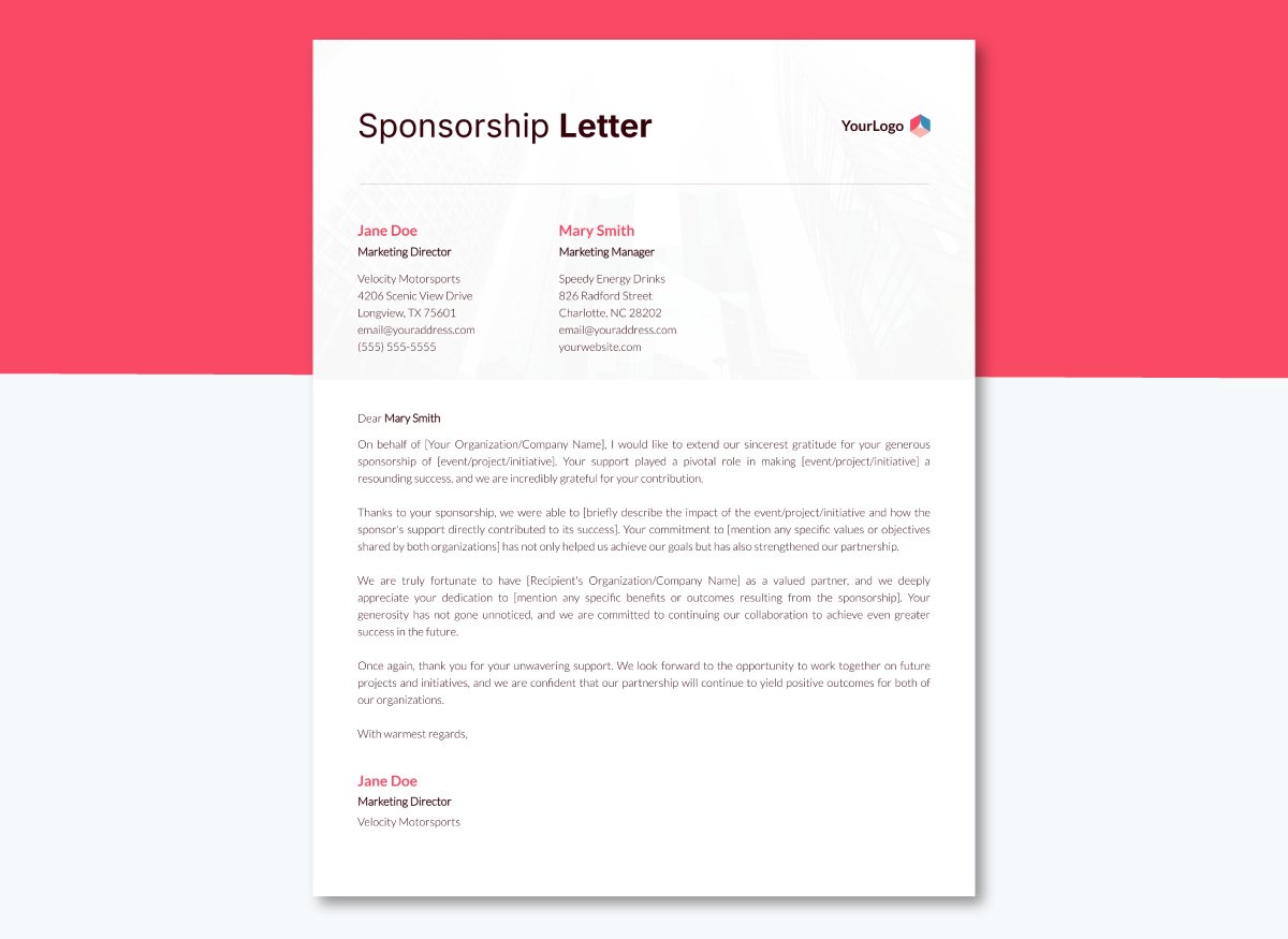 Event Sponsorship Thank You Letter