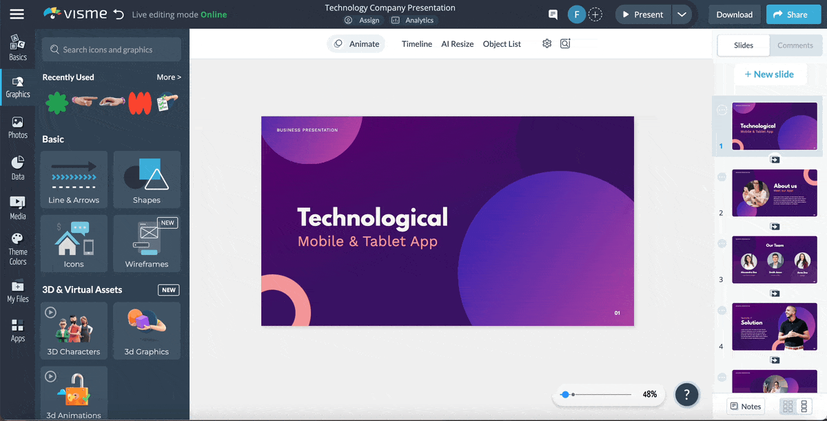customer success tools - a GIF of the beautiful 3D animations and characters in Visme design library