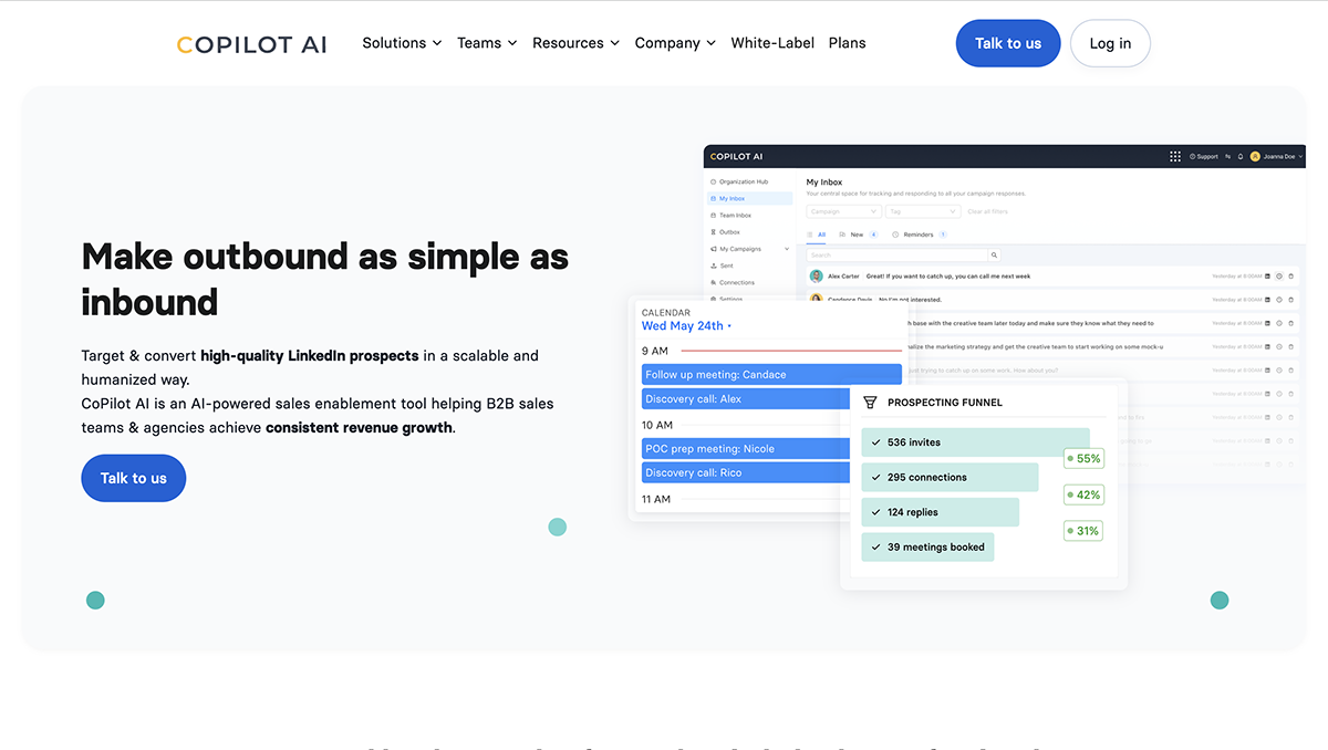 AI lead generation tools - Copilot home page