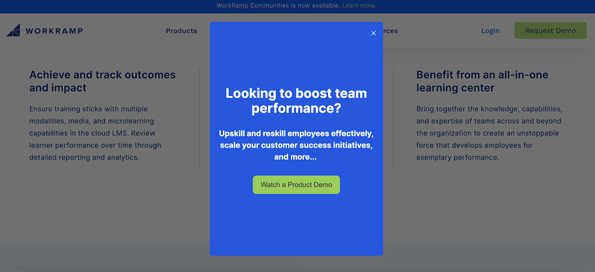 exit intent popup examples - WorkRamp