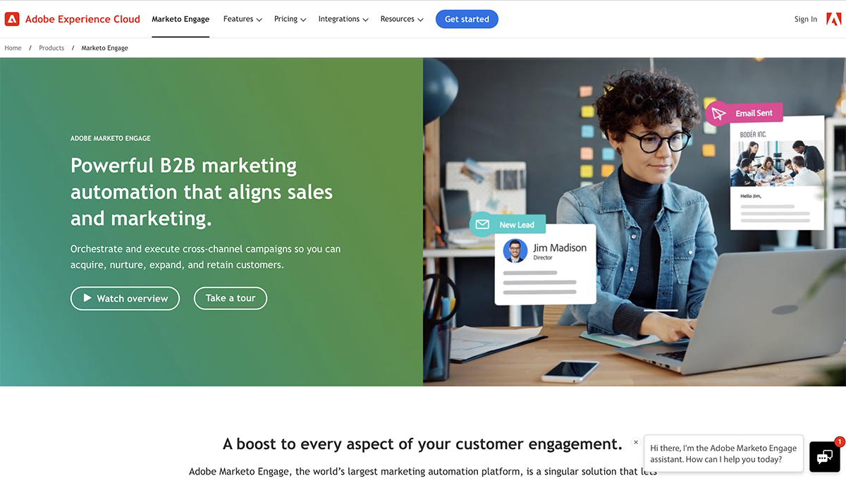 best tools for sales lead generation - Marketo Engage home page