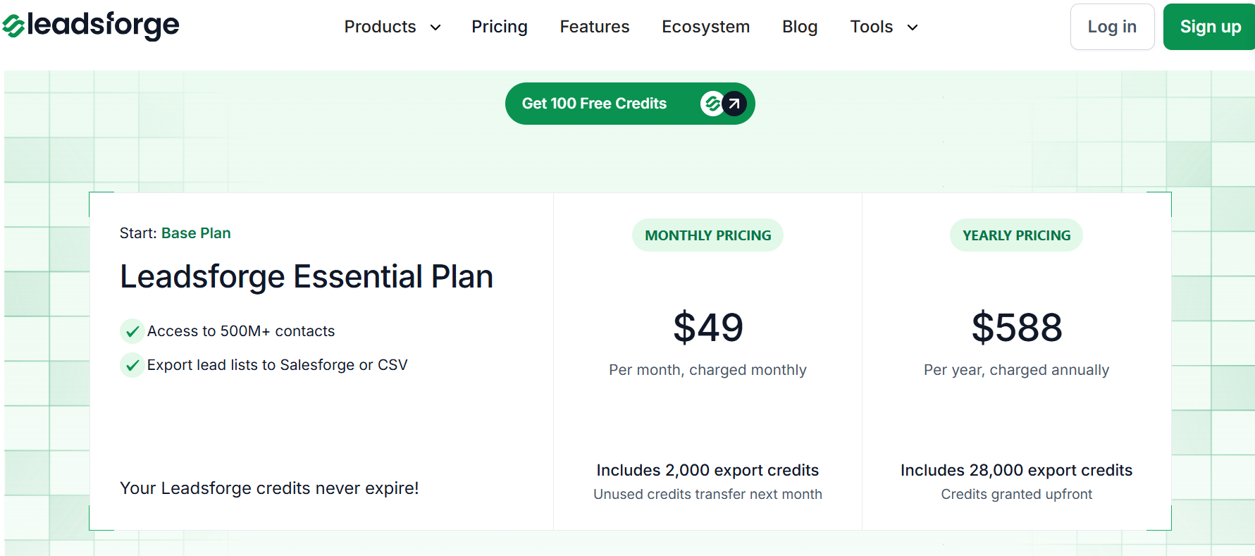 Leadsforge Pricing Page