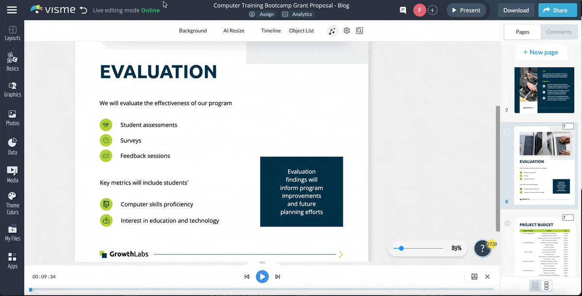 grant proposal - a video of adding hotspots to a grant proposal template