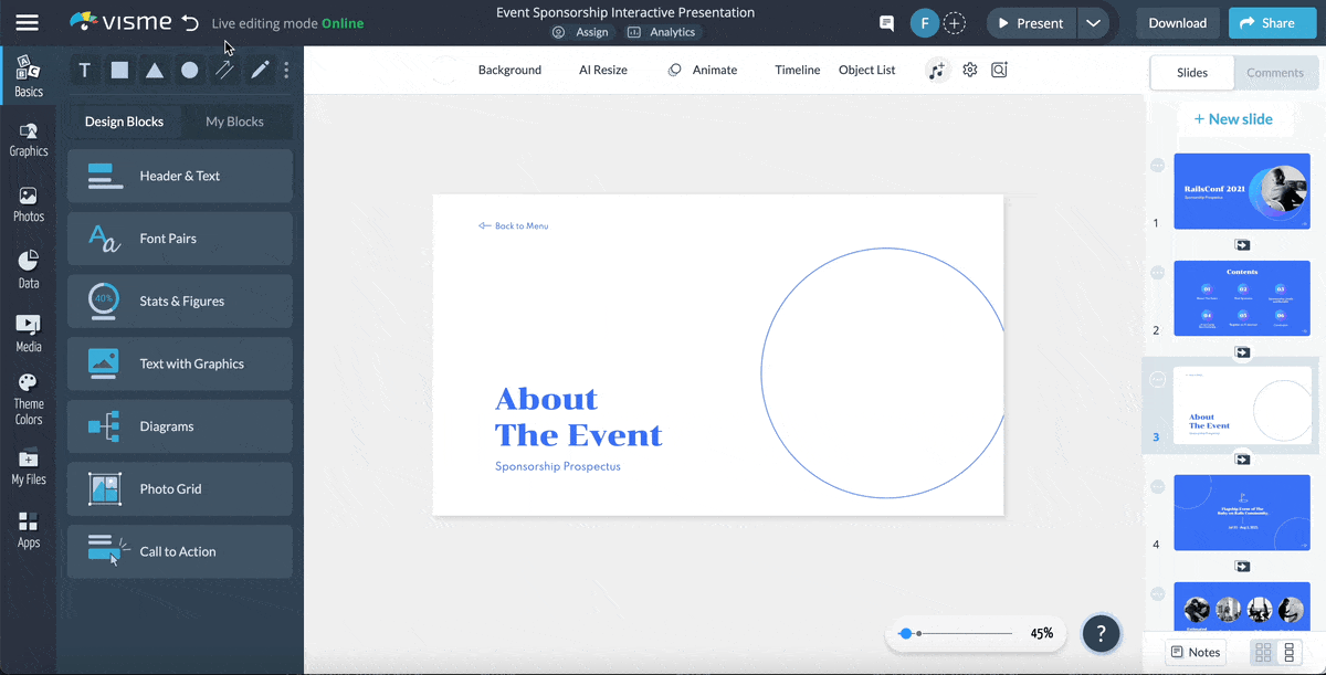 Adobe Captivate vs Articulate 360 - A GIF of the customizable 3D characters in Visme