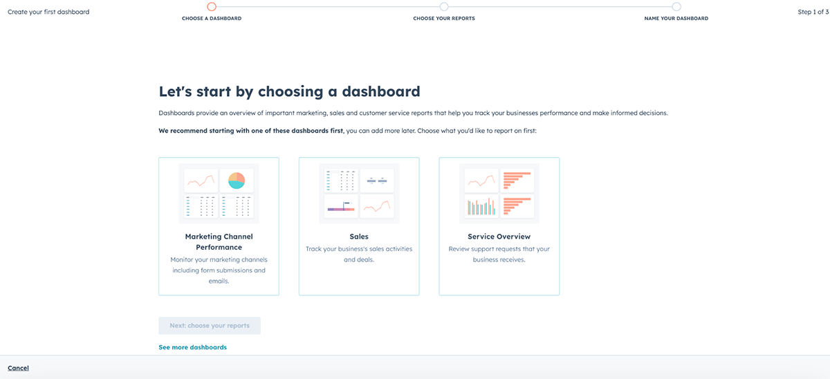 data visualization tools - HubSpot dashboard