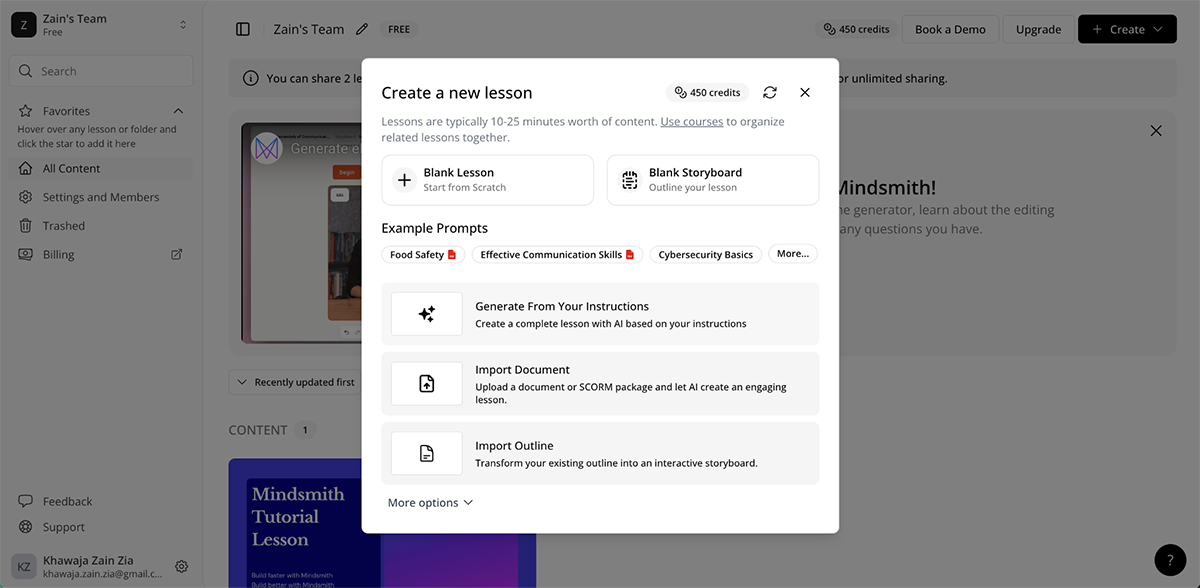 articulate alternatives - a screenshot of mindsmith interface