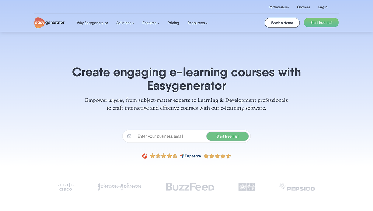 articulate alternatives - a screenshot of Easygenerator logo