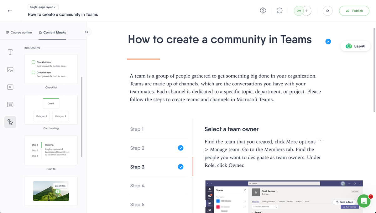 best adobe captivate alternatives - Easygenerator interface
