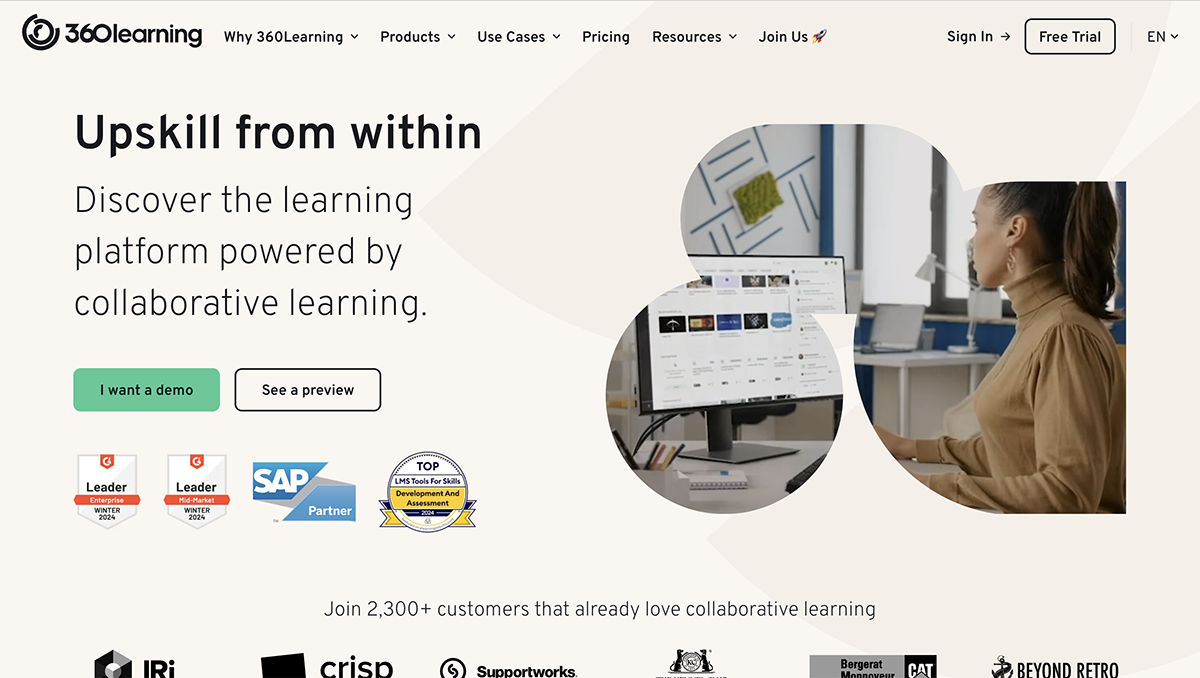 articulate alternatives - a screenshot of 360 learning home page