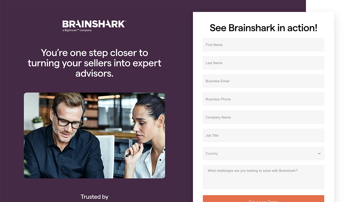 articulate alternatives - a screenshot of Brainshark pricing page