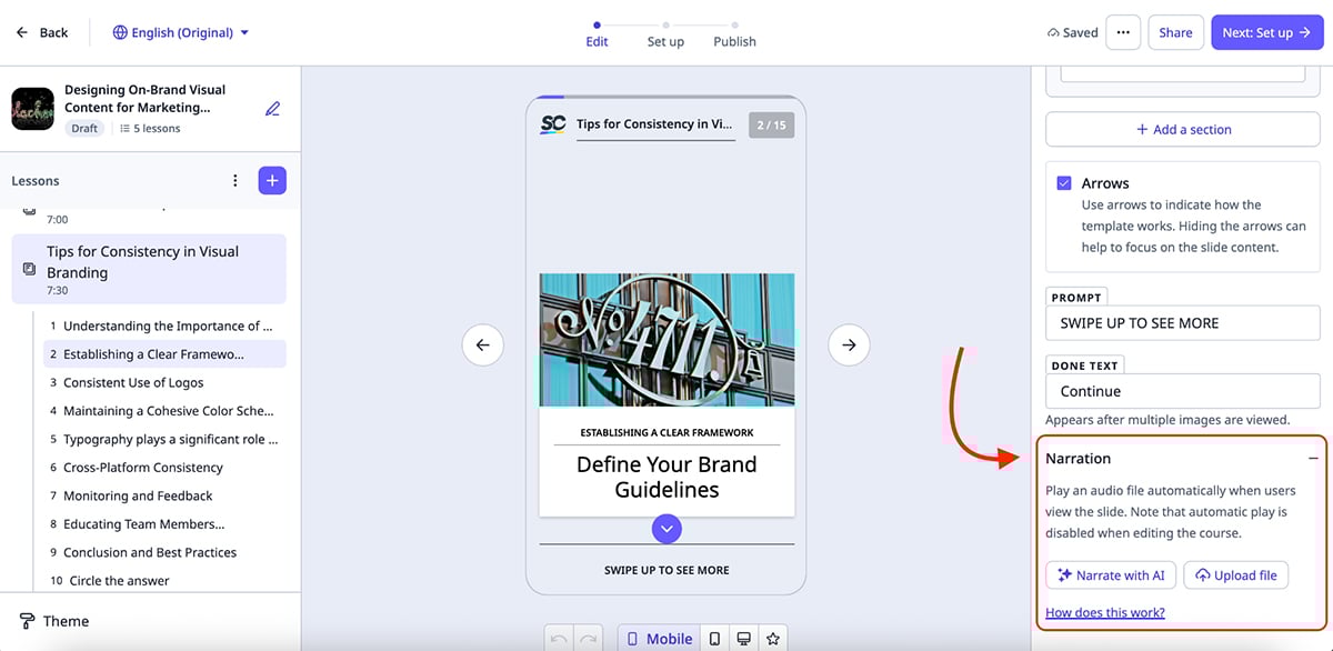 articulate alternatives - a screenshot of sc training (formerly edapp) gamification elements