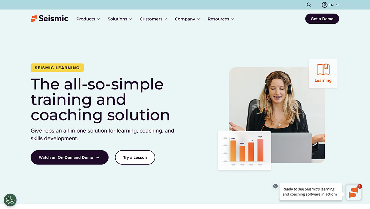 best adobe captivate alternatives - screenshot of Seismic home page