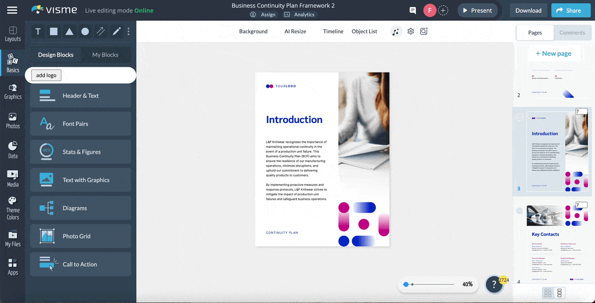 Business continuity plan template - a GIF of our collaboration and workflow feature