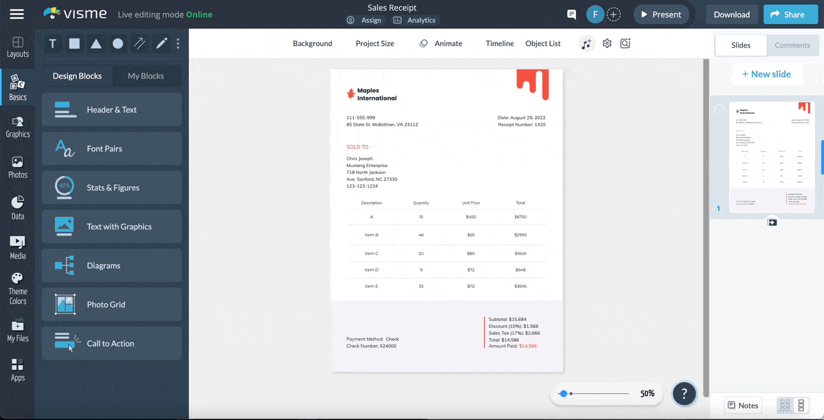 Invoice vs. Receipt Visme