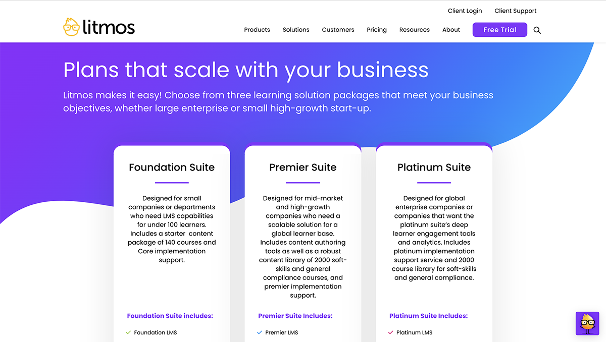 best adobe captivate alternatives - screenshot of Litmos pricing page