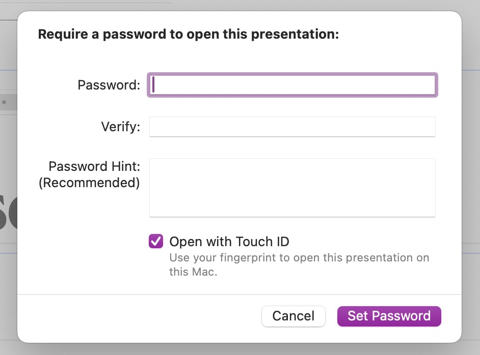 best presentation software - Keynote privacy and password protection