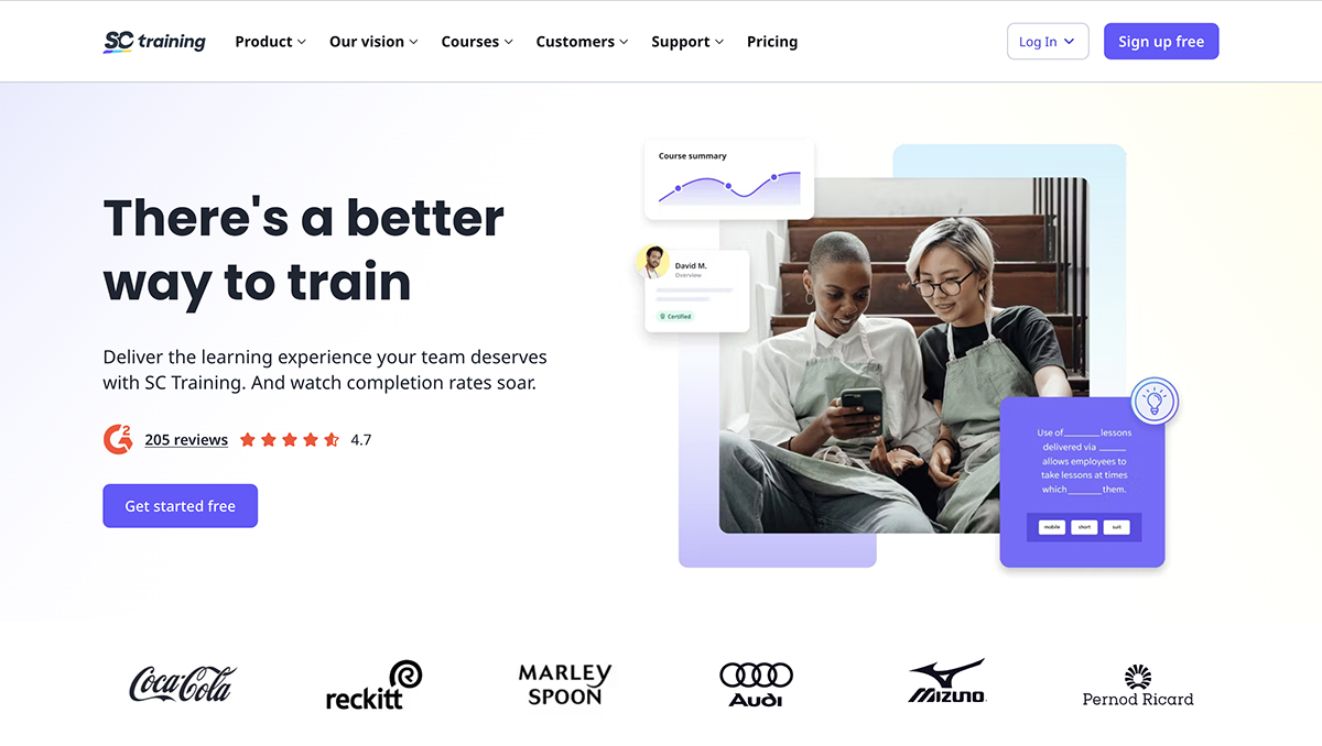 articulate alternatives - a screenshot of SC training home page