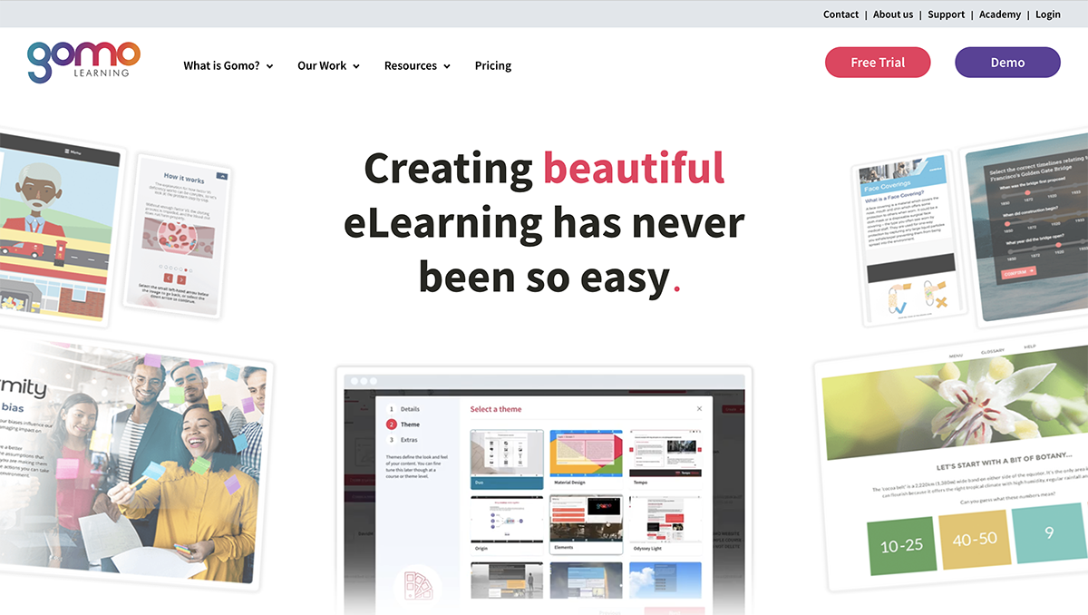 best adobe captivate alternatives - screenshot of Gomo learning home page