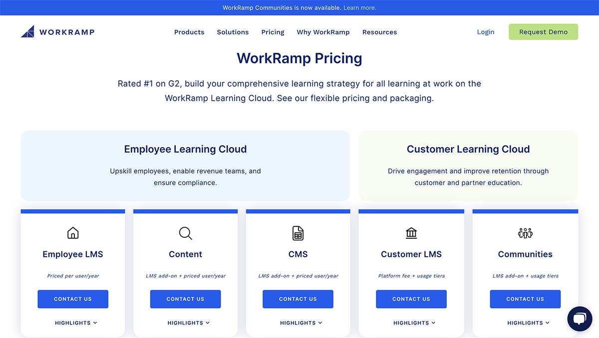 articulate alternatives - a screenshot of Workramp pricing