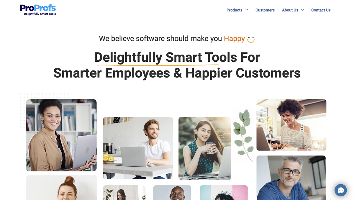 articulate alternatives - a screenshot of ProProfs home page