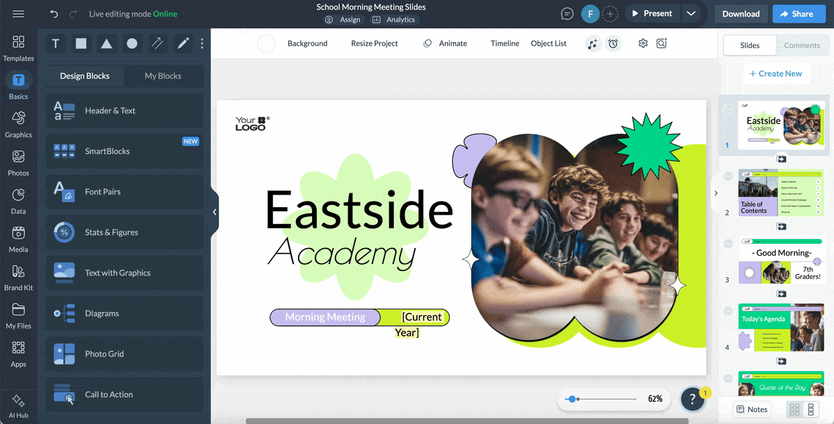 creative presentation ideas - Gif visual of how to add music to a creative presentation