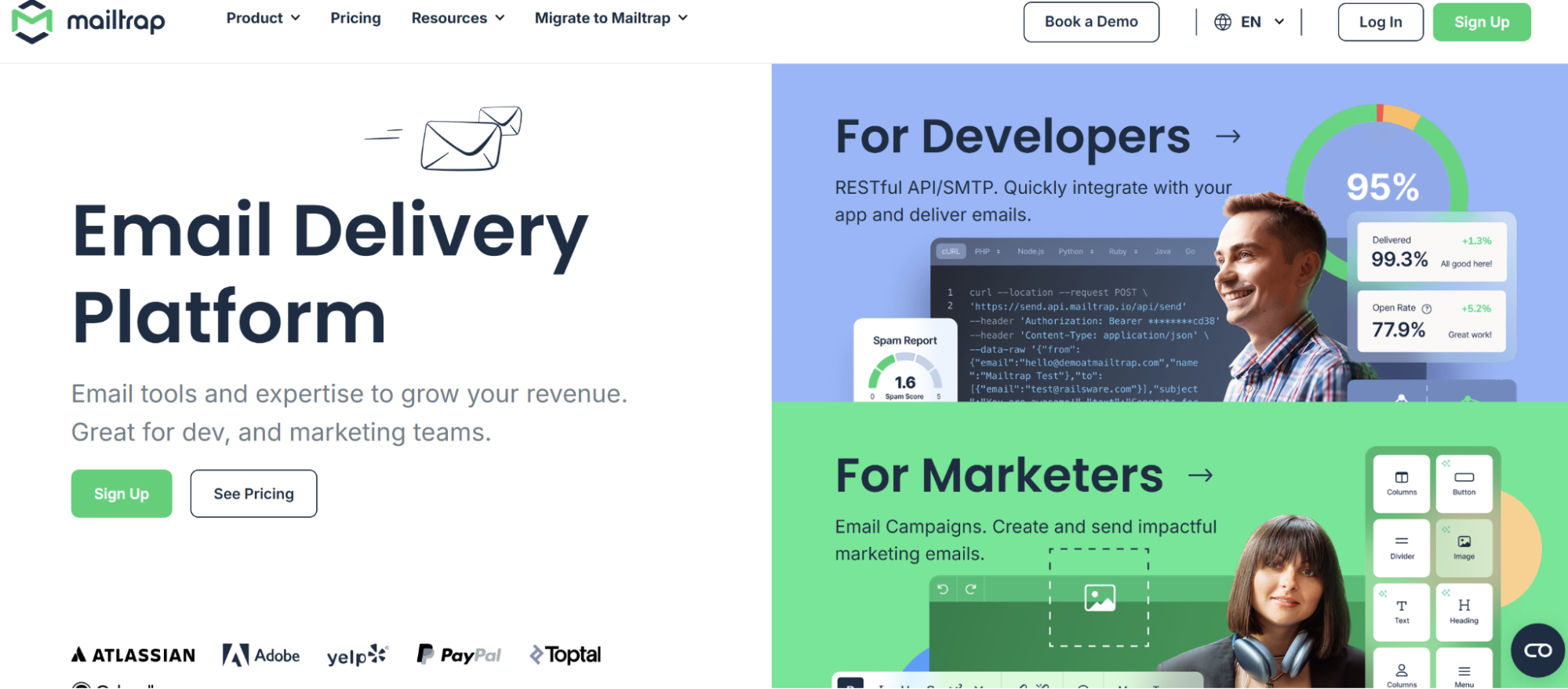 email marketing tool - Mailtrap Home page