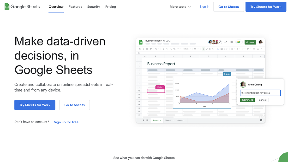 airtable alternatives - Google Sheets home page