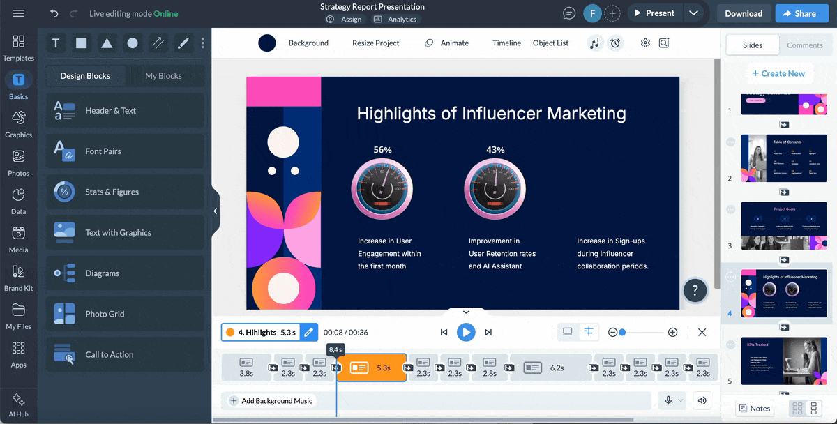 animated presentation software - 3D widgets