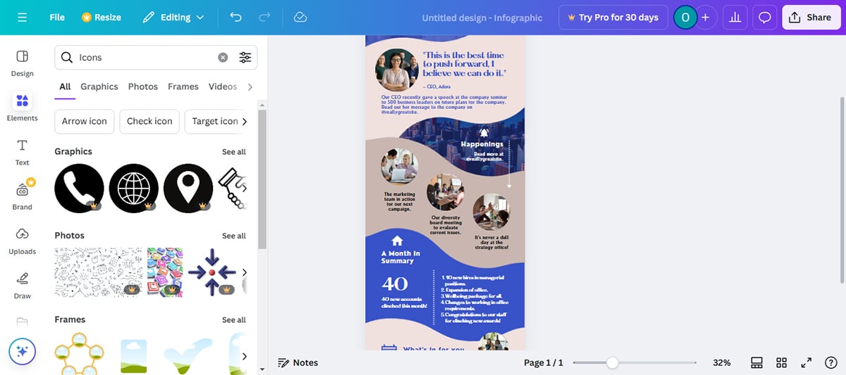 tools to create infographics - Canva visual assets