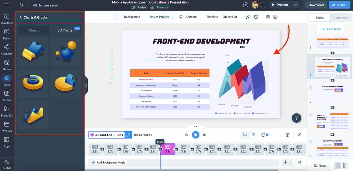 animated presentation software - 3D widgets