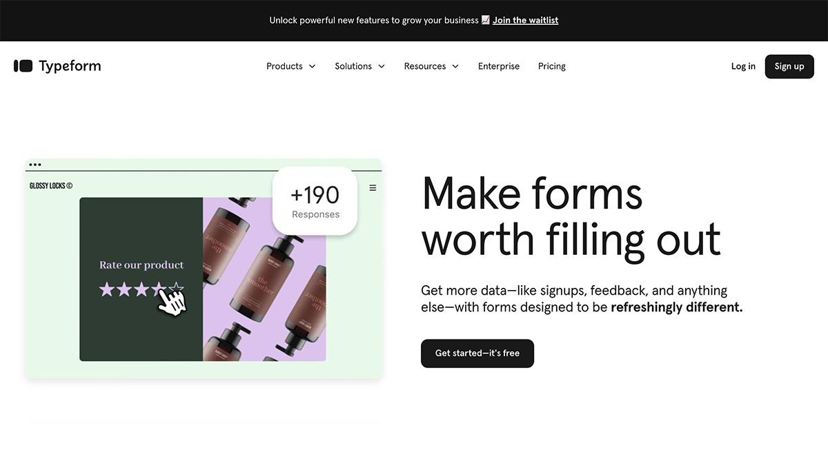Qualtrics alternatives -Typeform home page