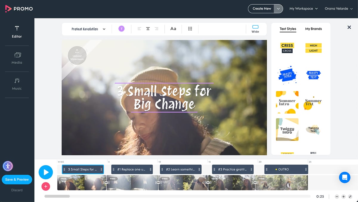 video presentation software - Promo interface