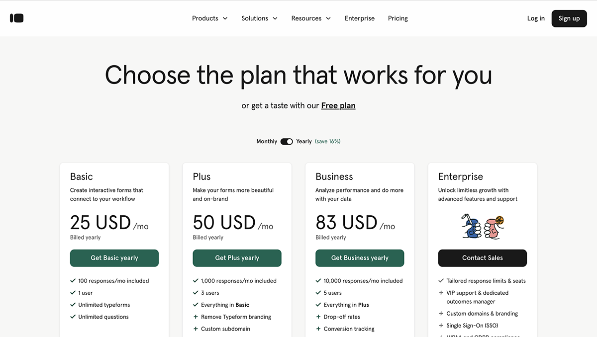 Qualtrics alternatives -Typeform pricing