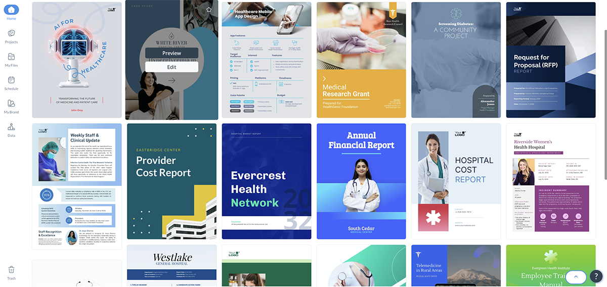 Healthcare Marketing strategies - a screenshot of these templates in our Visme editor