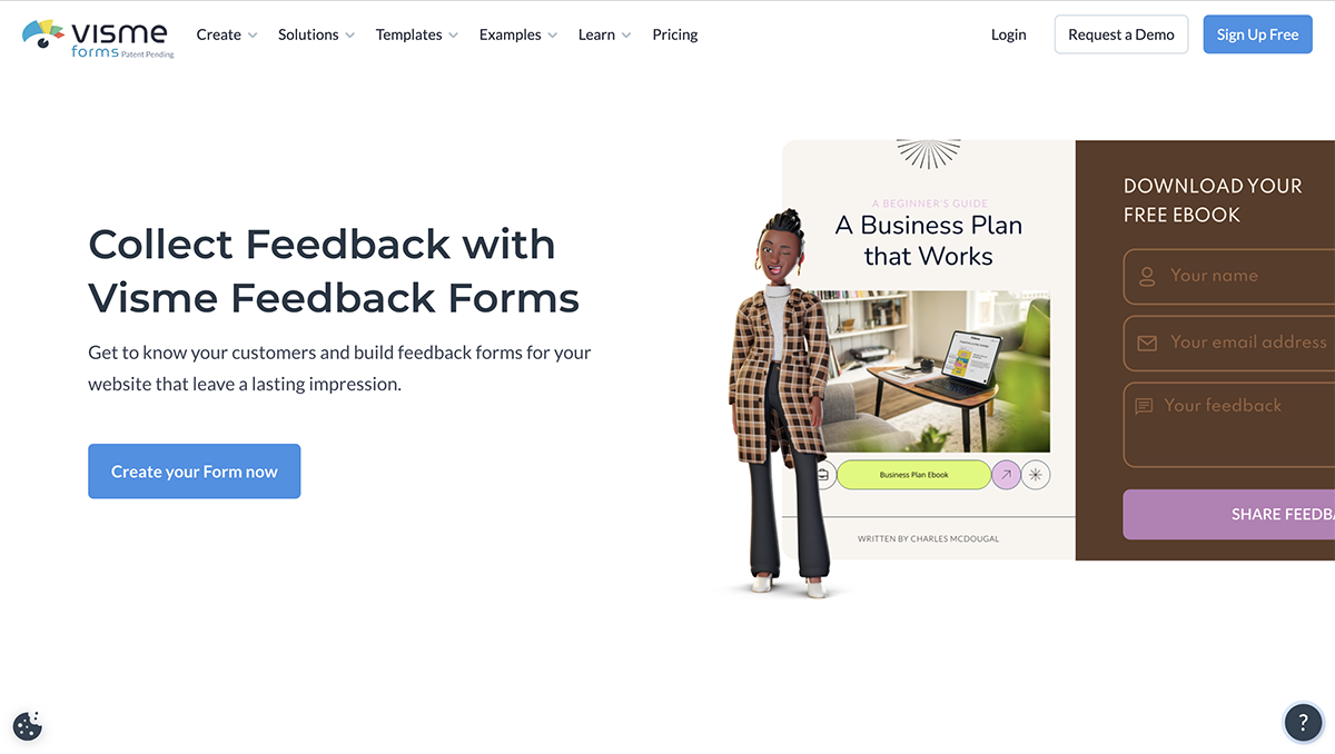 Qualtrics alternatives - Visme feedback form landing page