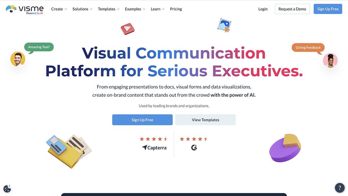 airtable alternatives - Visme home page