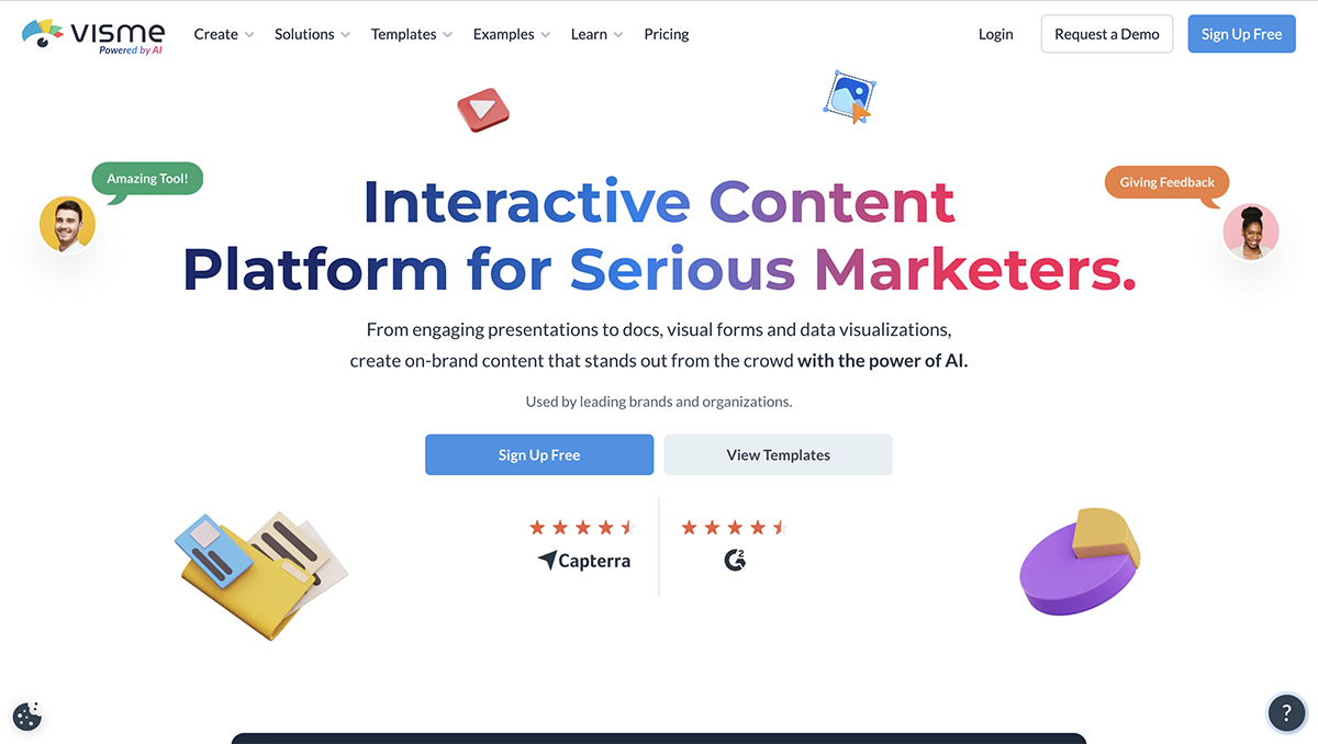 customer success software - Visme home page