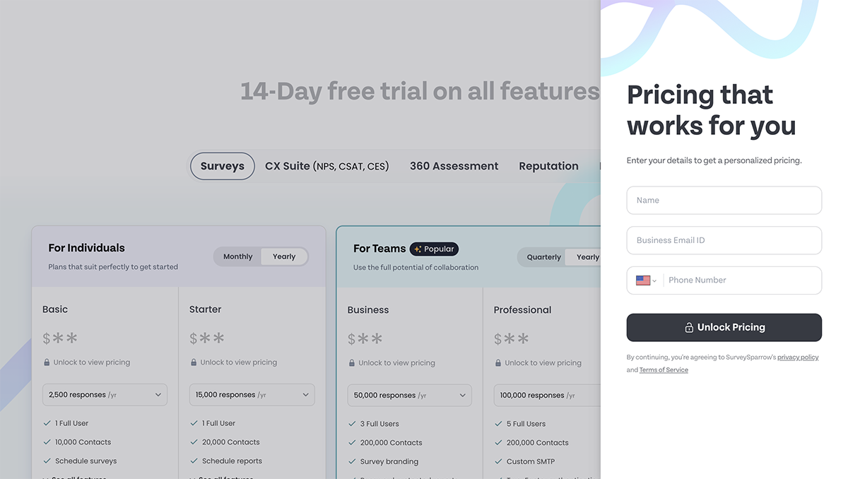 Qualtrics alternatives - SurveySparrow pricing