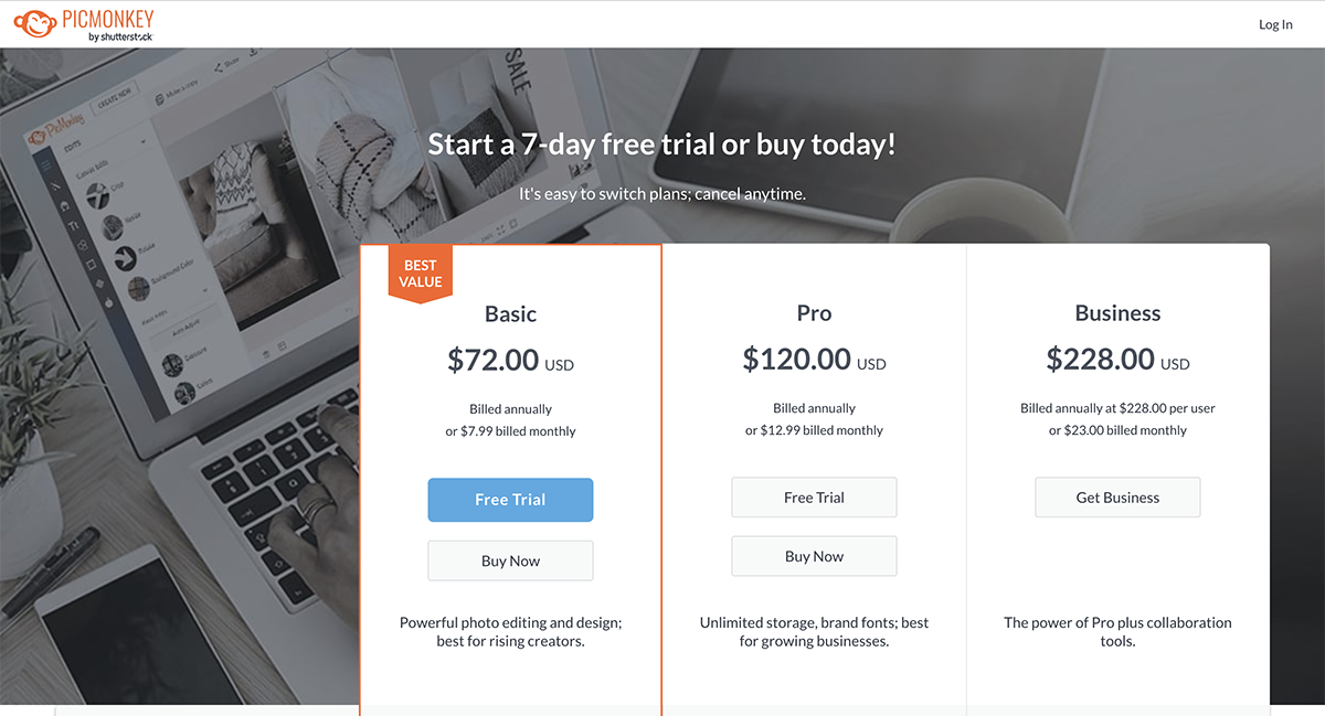 tools to create infographics - Picmonkey pricing