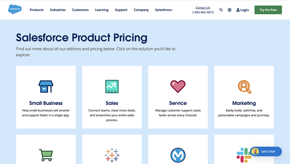 customer success software - Salesforce pricing