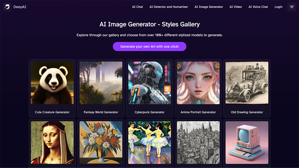 best ai image generator - deep ai interface