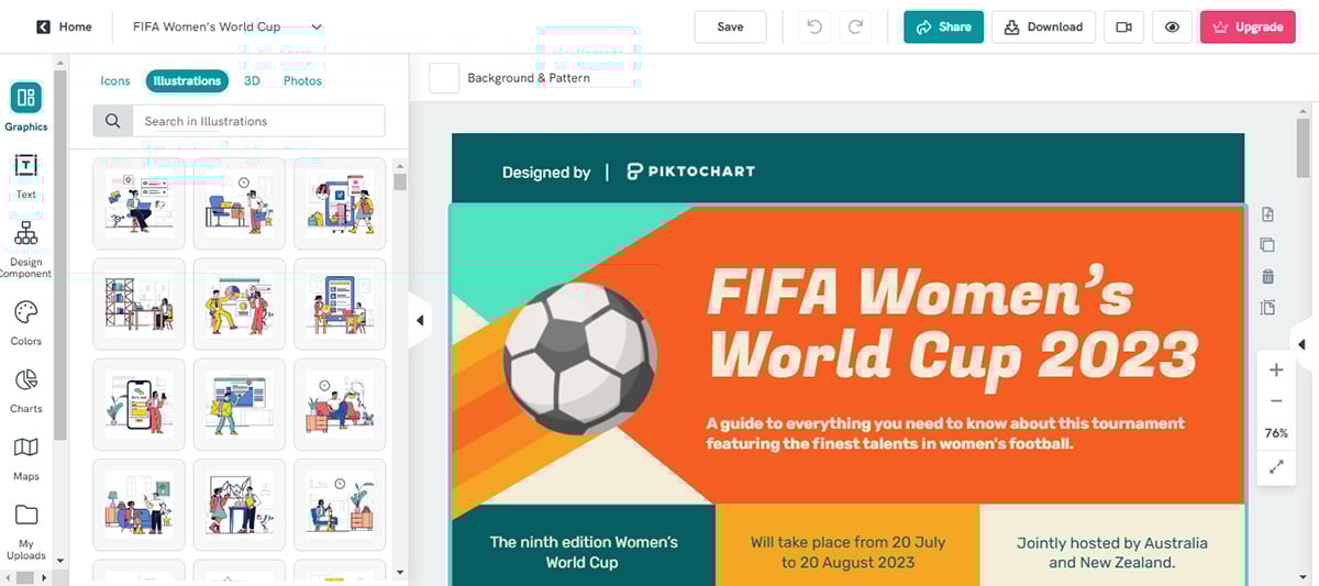 tools to create infographics - Piktochart interface