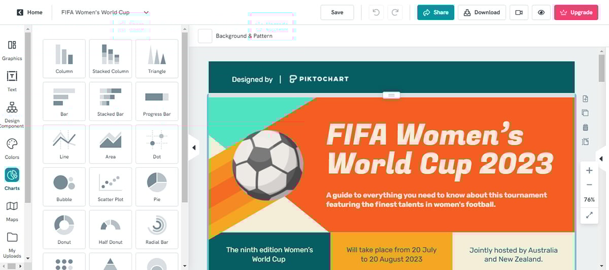 tools to create infographics - Piktochart interface