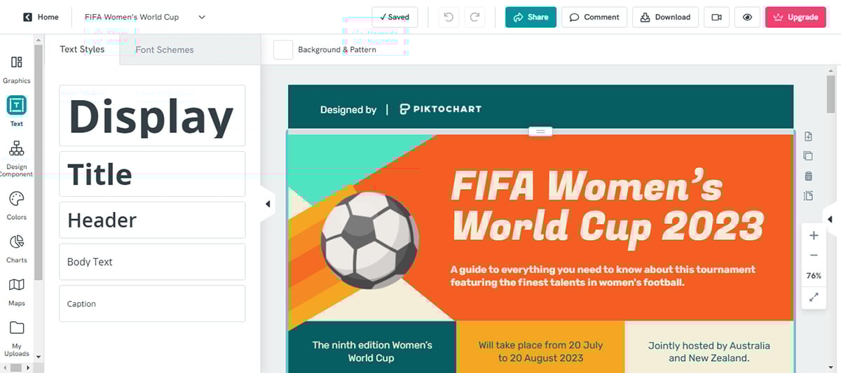 tools to create infographics - Piktochart interface