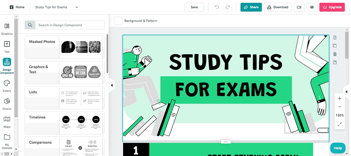 tools to create infographics - Piktochart `interface