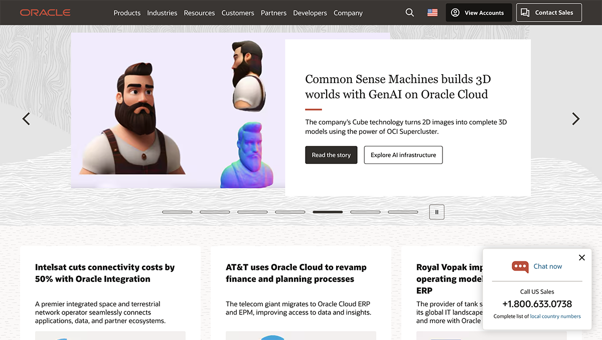 customer success software - Oracle home page