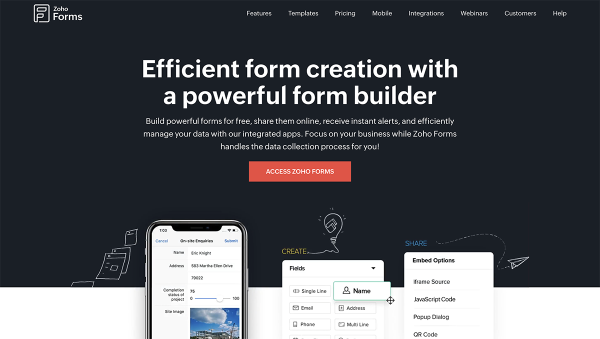 Qualtrics alternatives - Zoho forms home page