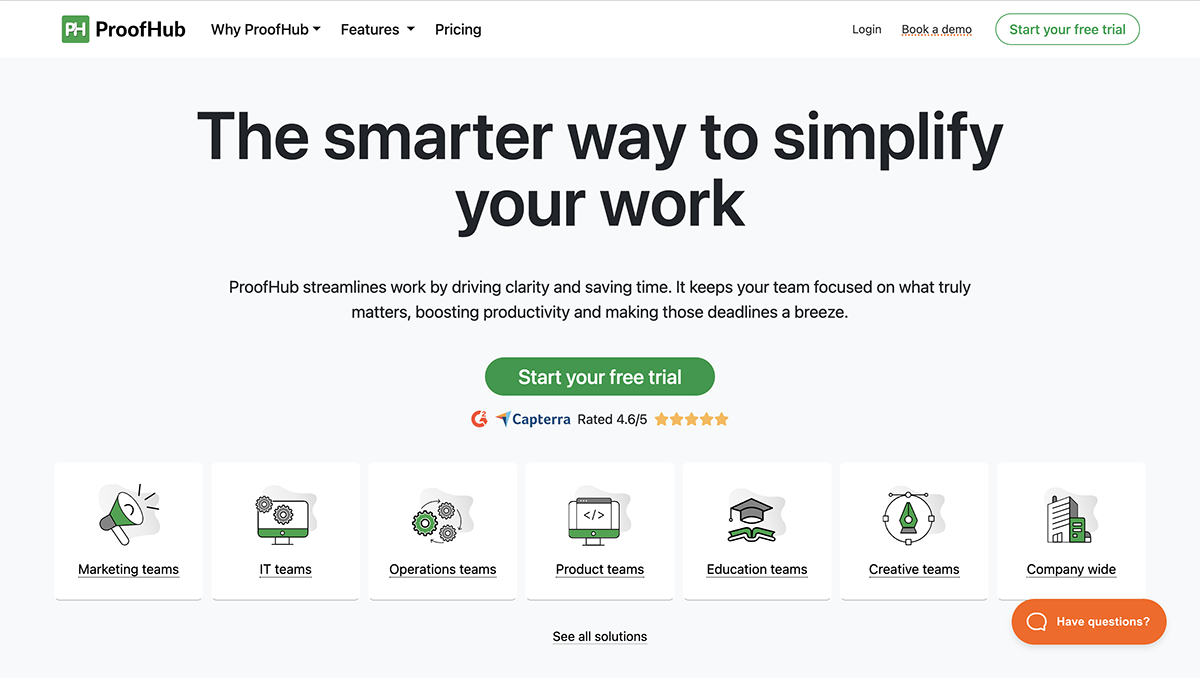 airtable alternatives - ProofHub home page